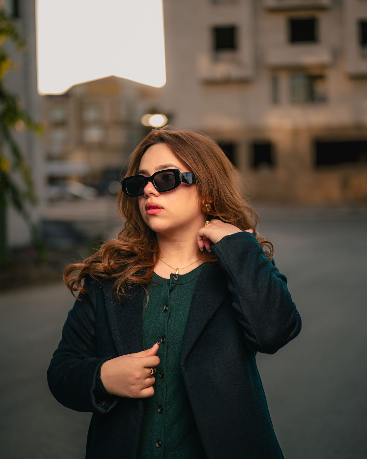Teal Temptation navy blue long coat by Rohma Khann Designs — product view 2