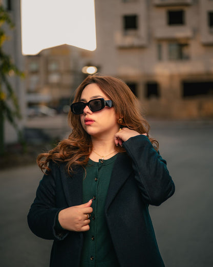 Teal Temptation navy blue long coat by Rohma Khann Designs — product view 2