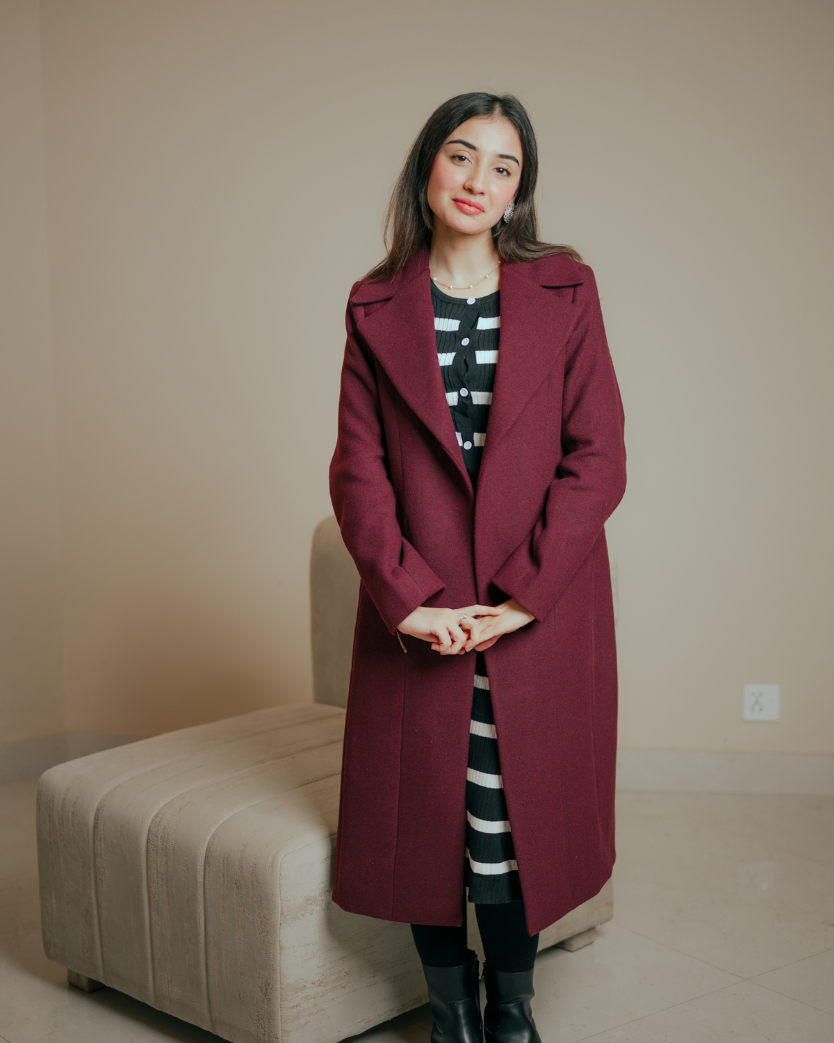 VELOUR long coat by Rohma Khann Designs — product view 1