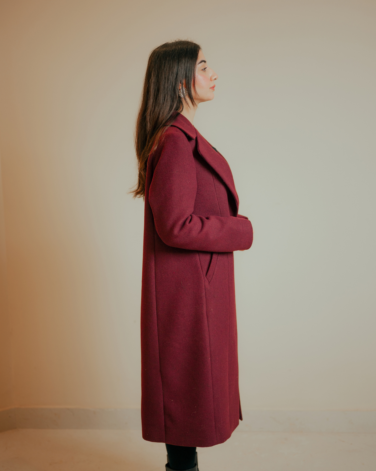 VELOUR long coat by Rohma Khann Designs — product view 2