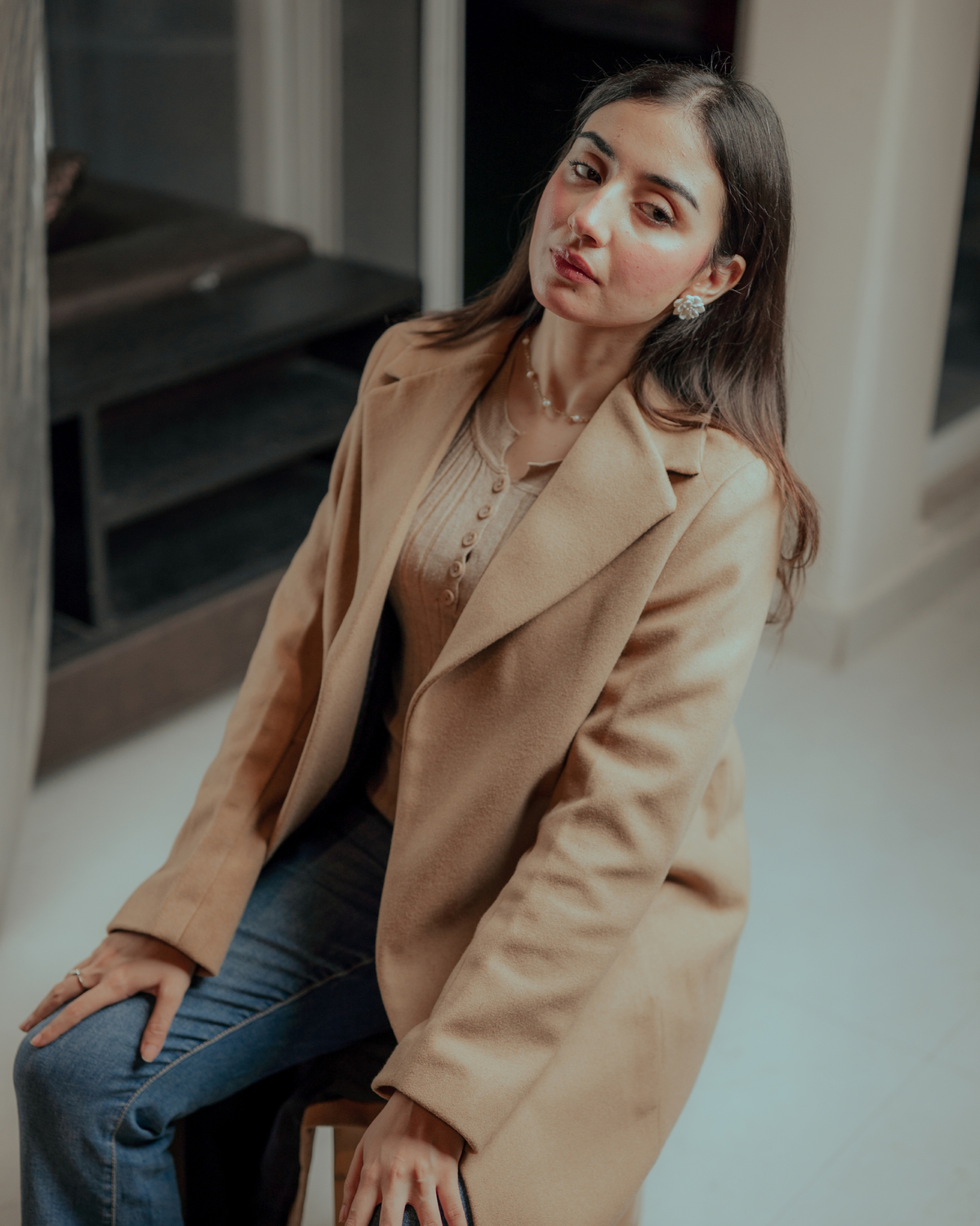 SAND STONE long coat by Rohma Khann Designs — product view 2