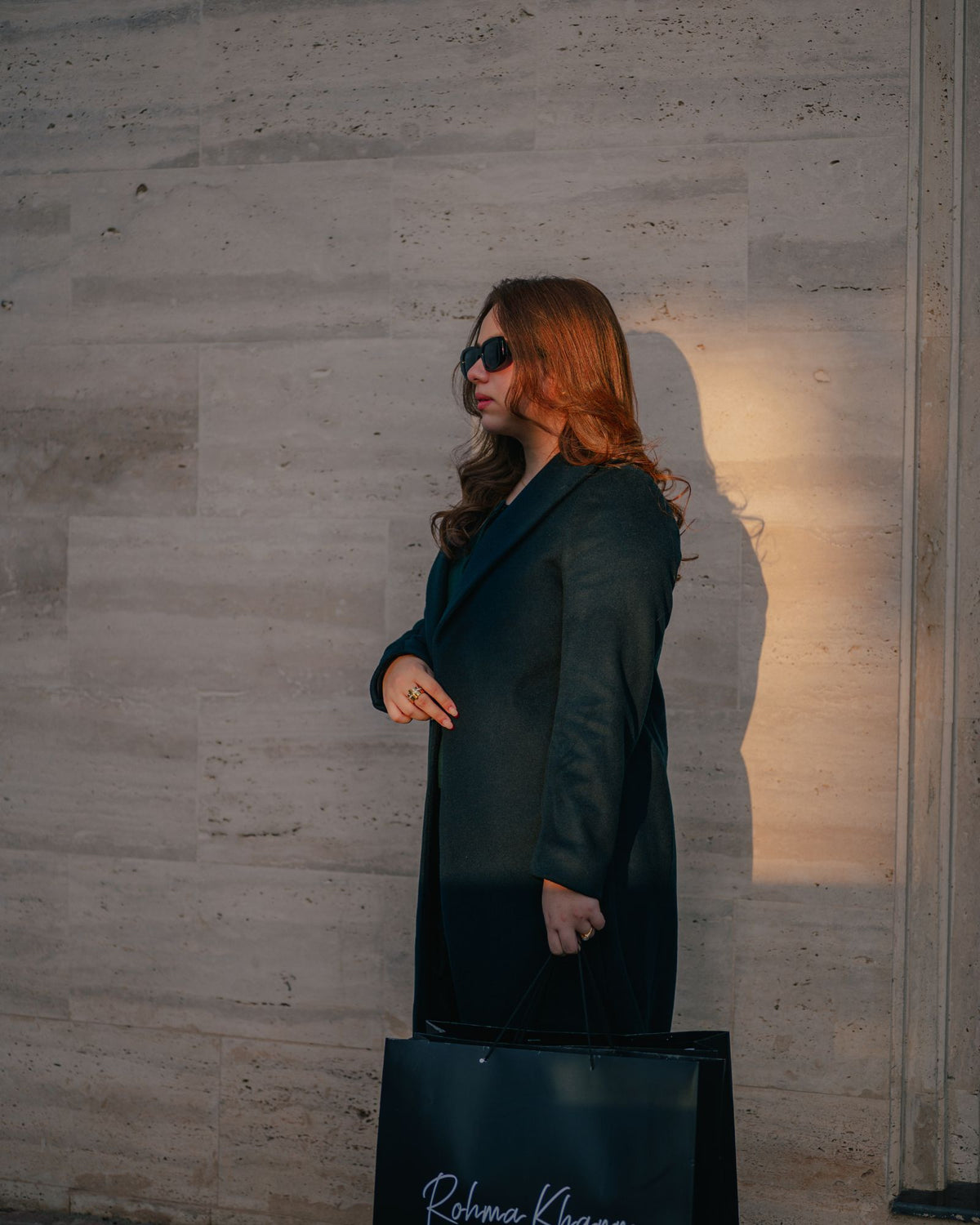 Teal Temptation navy blue long coat by Rohma Khann Designs — product view 3