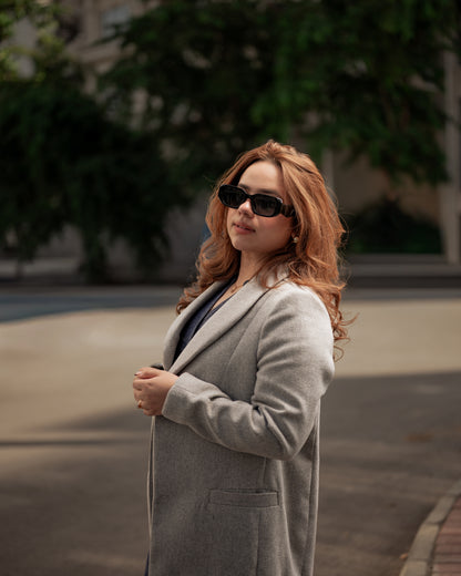 Moonstone grey long coat by Rohma Khann Designs — product view 2