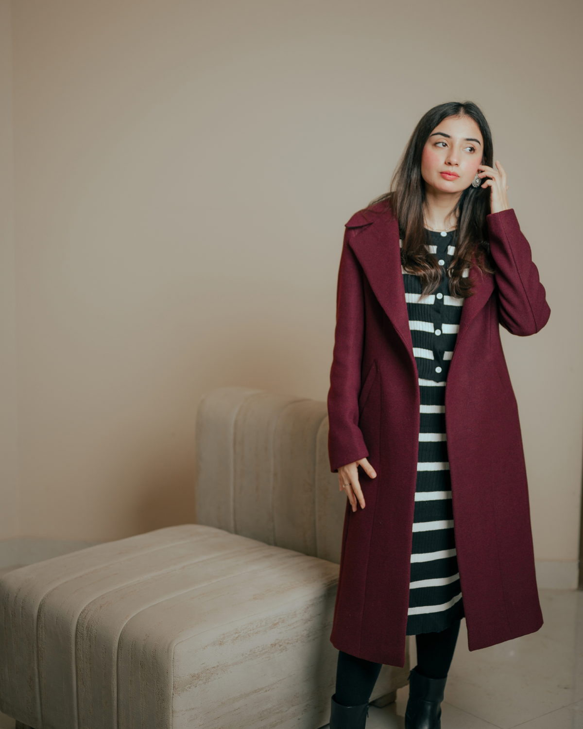 VELOUR long coat by Rohma Khann Designs — product view 3