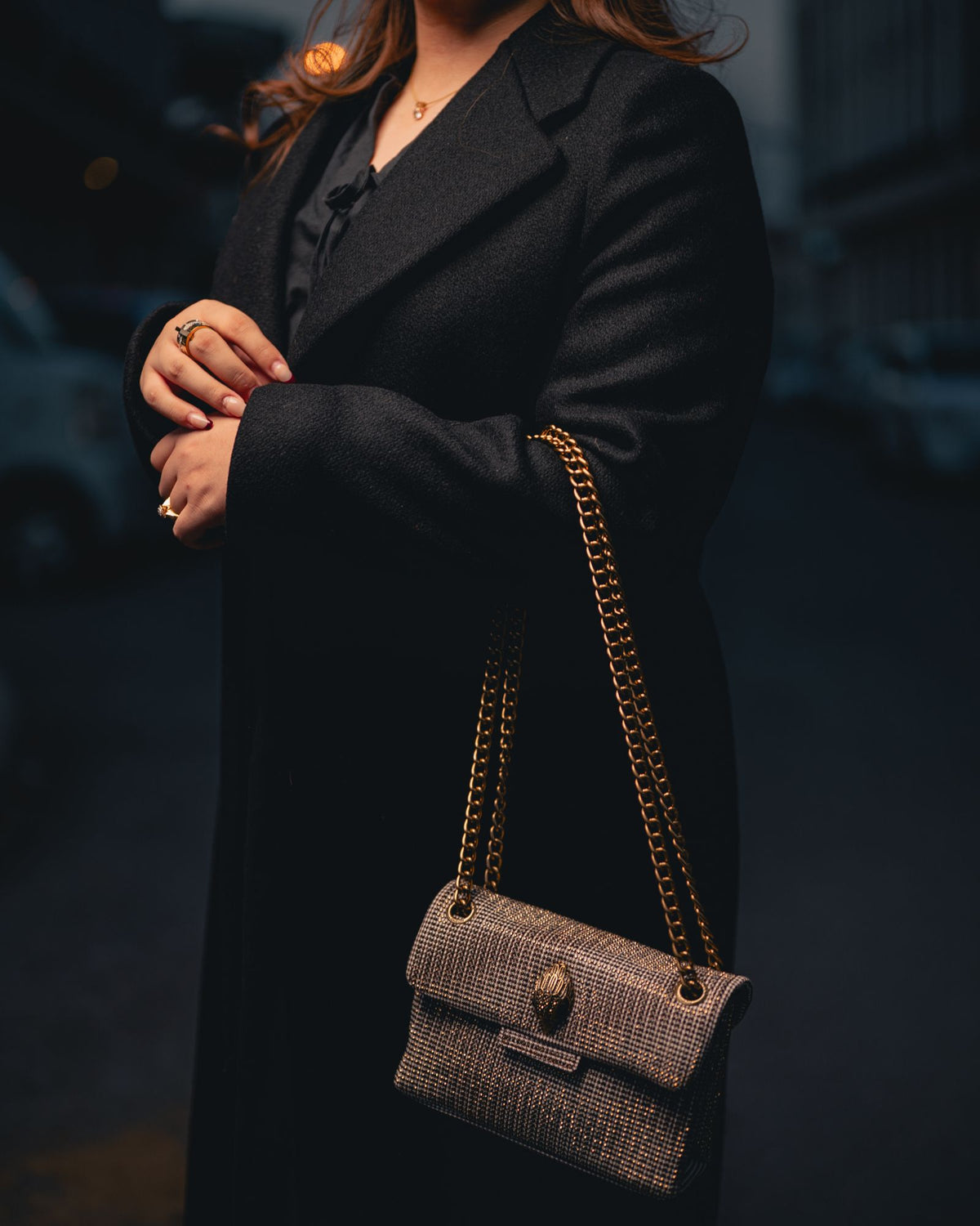 Black Nightfall black long coat by Rohma Khann Designs — product view 4