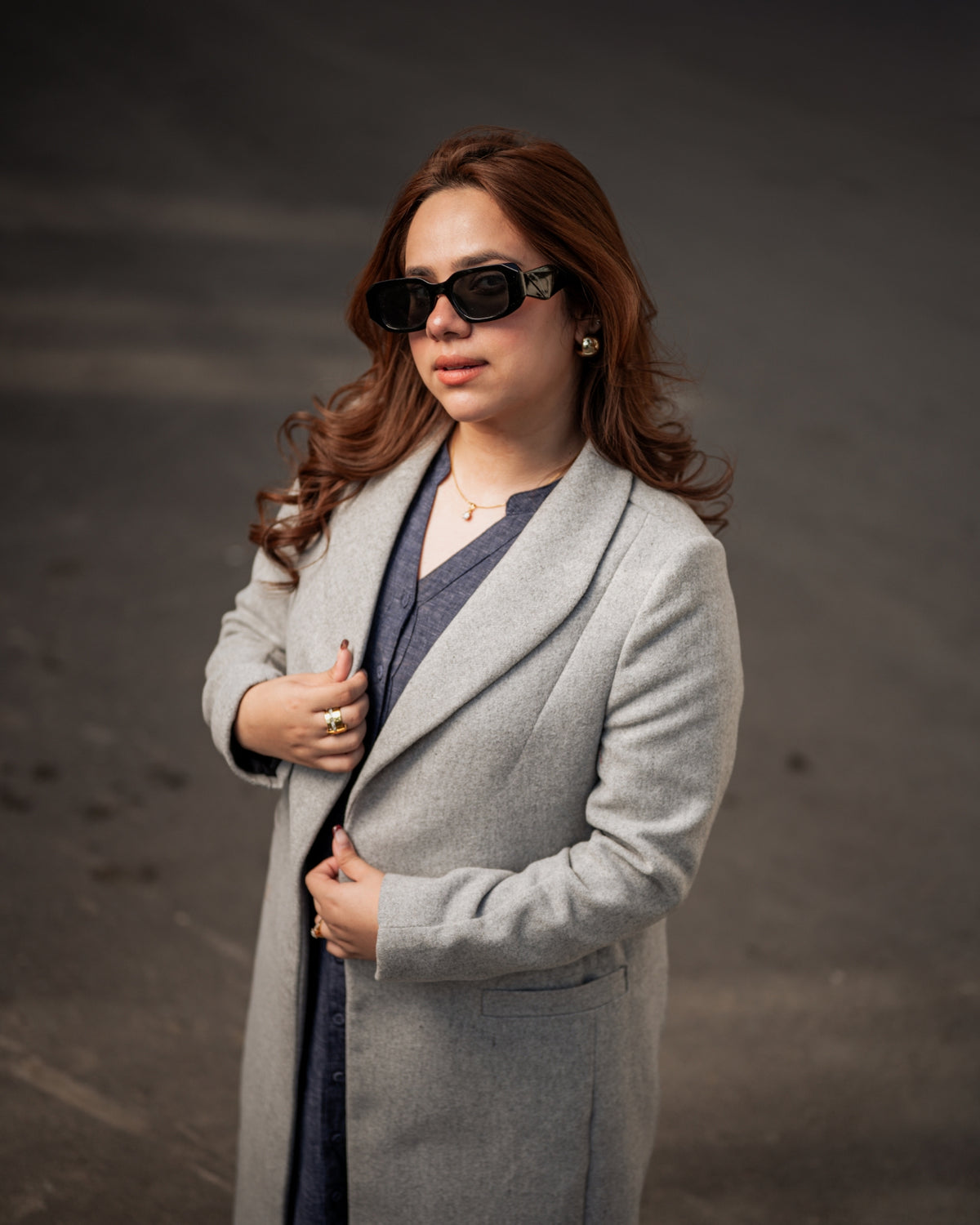 Moonstone grey long coat by Rohma Khann Designs — product view 3