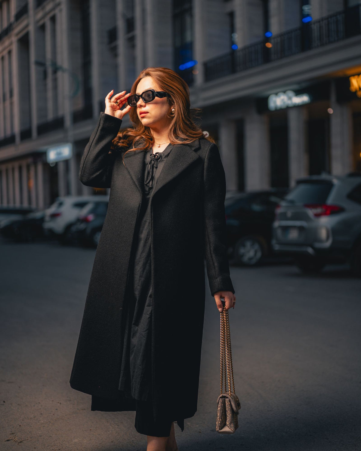 Black Nightfall black long coat by Rohma Khann Designs — product view 2